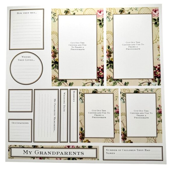 Anna Griffin 2003 Family Tree Album 12 Pages Only 12x12 Cut Aparts Frames RARE - Picture 12 of 15